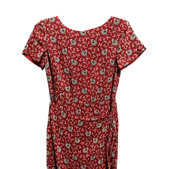 Vintage Talbots 100% Silk Paisley Border Print Maxi Dress Sz 6 Side Wrap - Picture 2 of 6